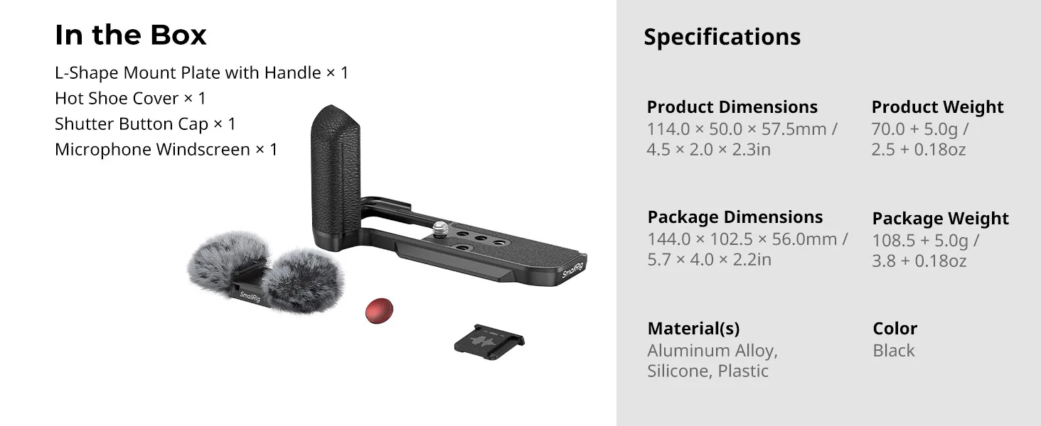 SmallRig X-M5 L-förmige Montageplatte für FUJIFILM X-M5, mit Silikongriff, Auslöser, Blitzschuhabdeckung (Silber/Schwarz) – Detail 14