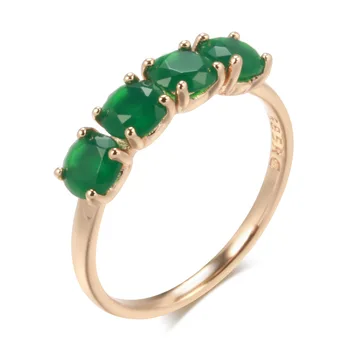100% 18K rose Gold Ring for Women Natural emerald gemstone Jewelry Anillos De Bizuteria Anillos Mujer Gemstone gold Rings Box 1