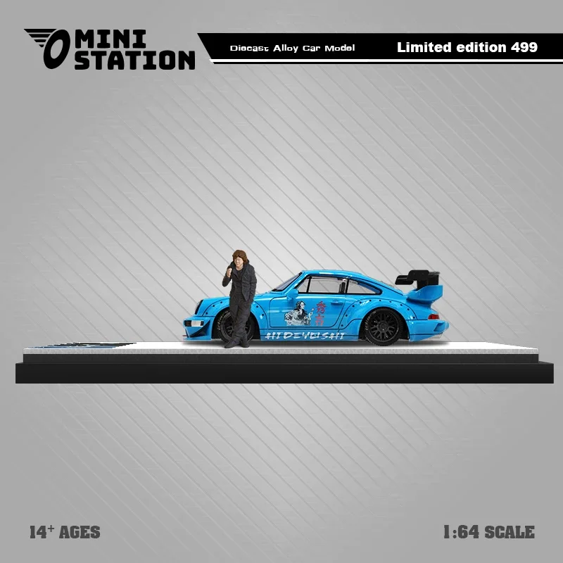 

Мини-станция 1:64 RWB 964, отлитый под давлением синяя модель автомобиля сhiyoshi Майами
