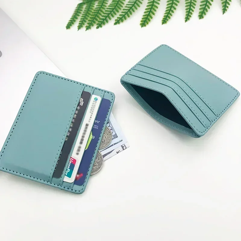 ID and Bank Card Holder Wallet Men and Women Business PU Leather Card Protector Case Coin Cards Cover Pouch Bag