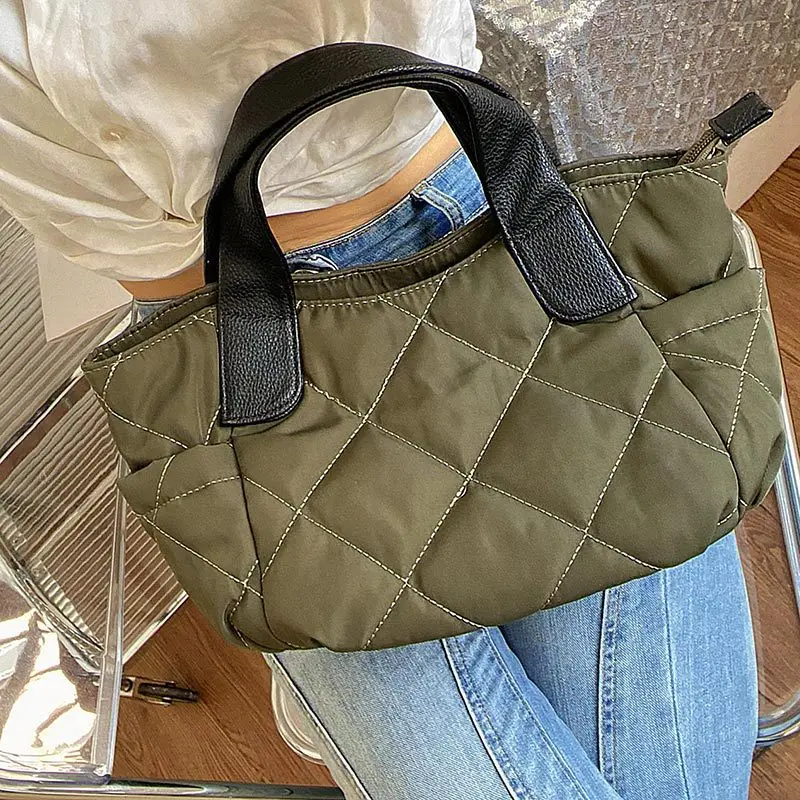 

Fashion Lingge Padded Handbags Nylon Quilted Shoulder Bags Large Cotton Crossbody Bags for Women Brands Space Down Bag Tote Chic