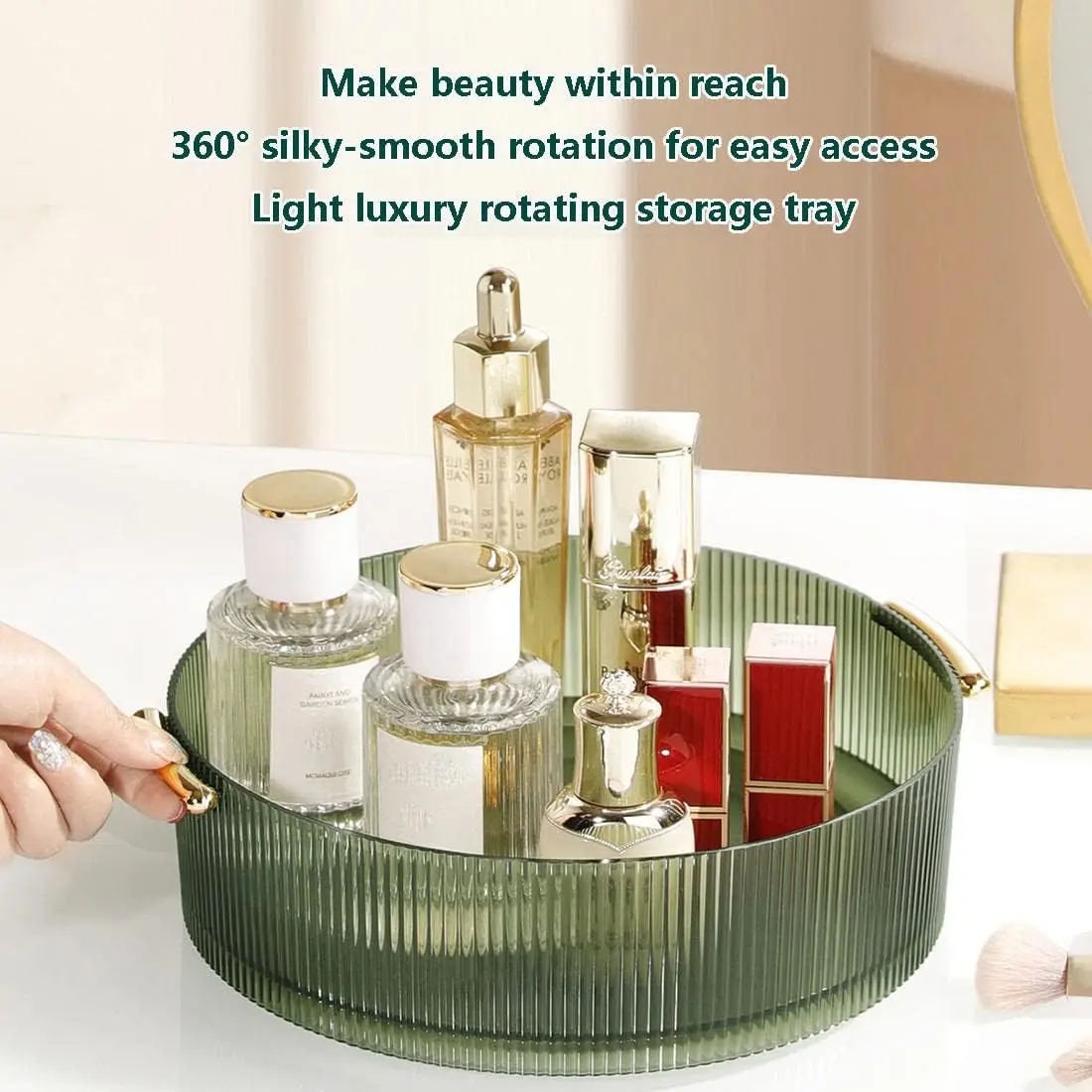 360 Rotating Makeup Organizer Tray Round Cosmetic Storage Holder for Jewelry, Perfume Rotating Spice Rack For Bathroom Kitchen 2