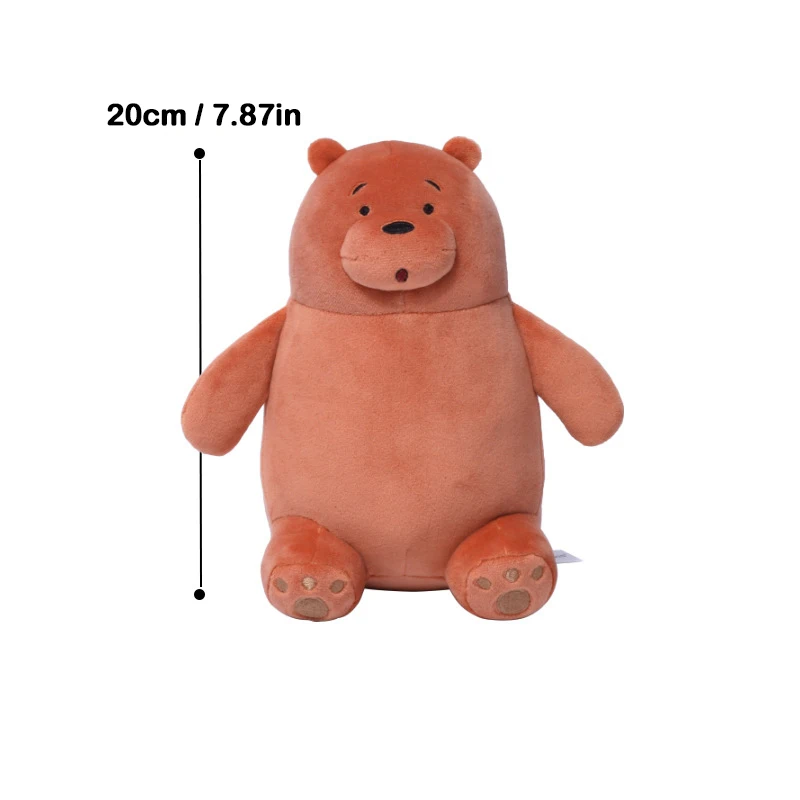 We Bare Bears Plush Toy - Sitting & Standing Grizzly, Panda & Ice Bear Cartoon Stuffed Animals