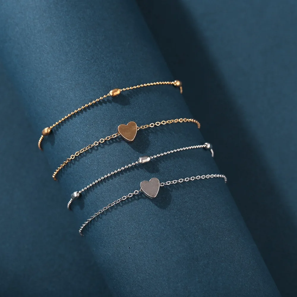 Boho Classic Love Heart Shape Bracelet Anklet Charms Tassel Sexy Leg Chain on Foot Chain Modern Women Beach Jewelry