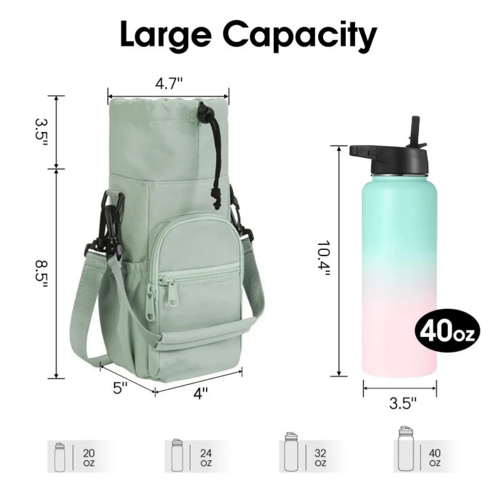 Insulated Portable Water Bottle Sling Bag with Strap - 40oz Capacity