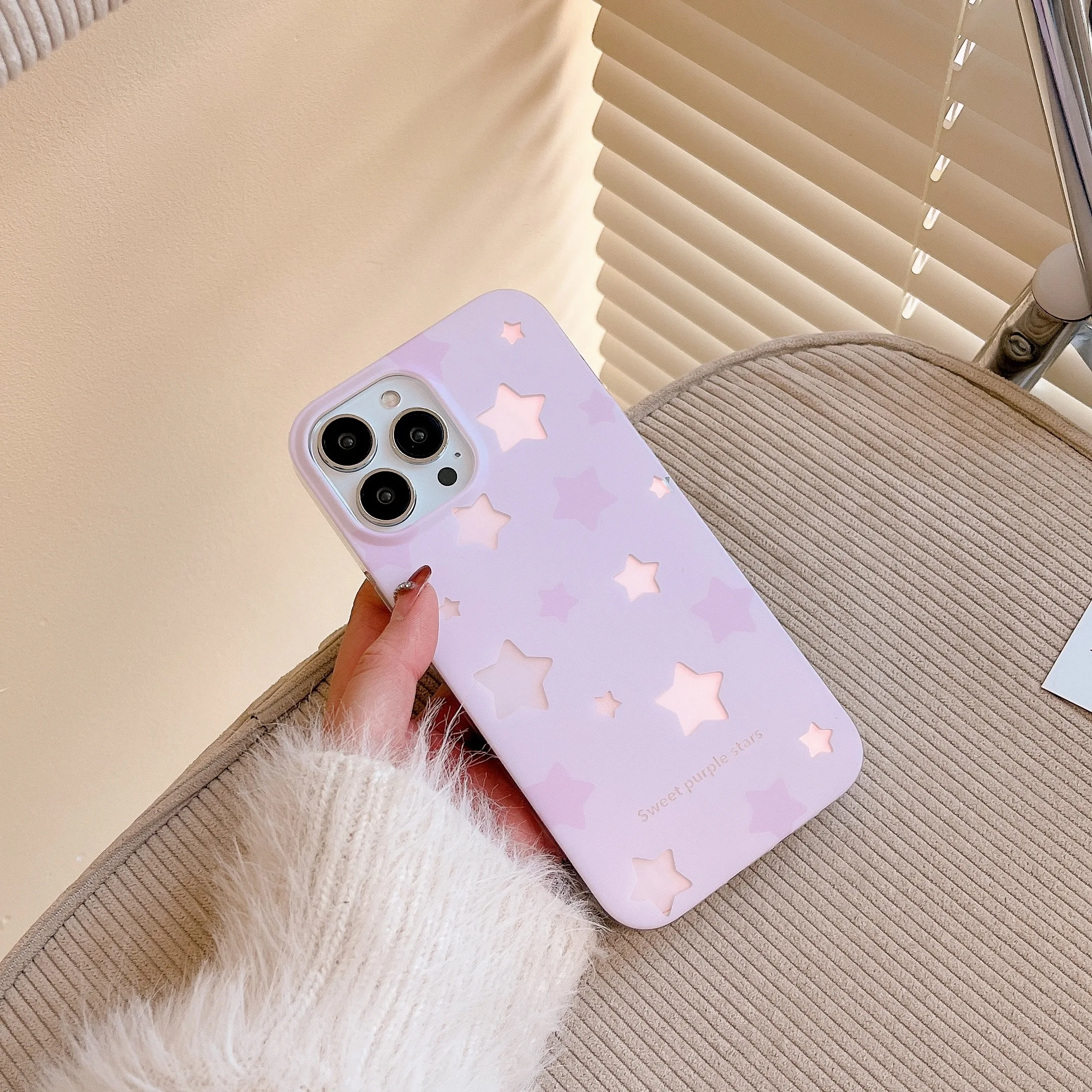 Korean INS Gradient Purple Laser Stars Double Layers Case