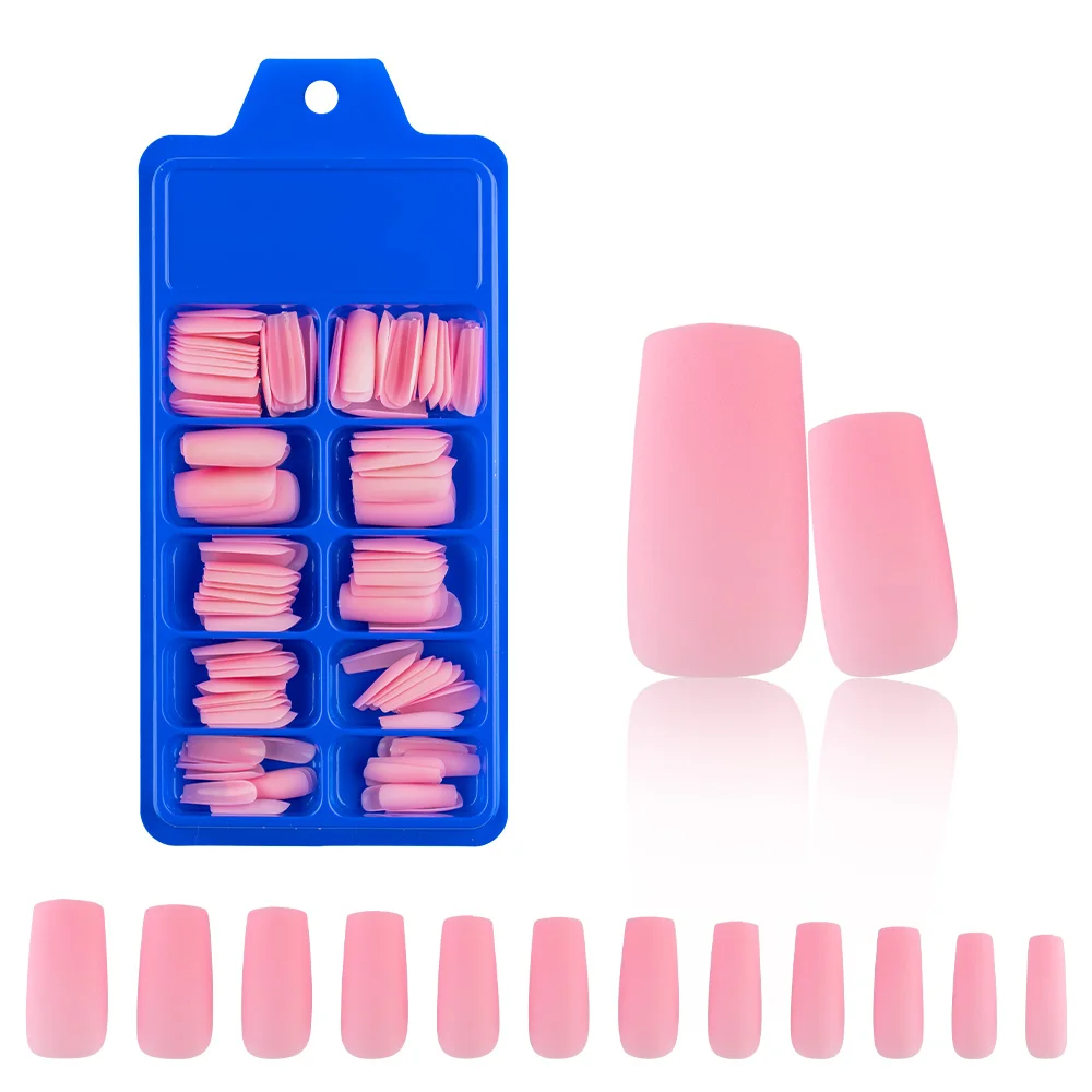 

120pcs Square False Nail Art Tips Solid Color Nude/Pink/Black Matte Flat Head Press on Nails for Artificial Fingernails Tools