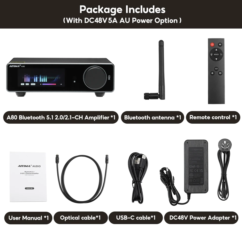 AIYIMA A80 TPA3255デコードアンプ PFFB おまけ付き AIYIMA A80 TPA3255 Bluetooth Amplifier PFFB With DAC