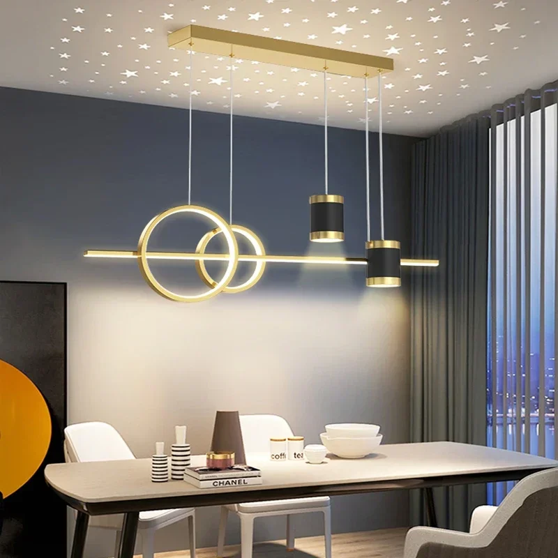 

Minimalist LED Pendant Lights Luxury Dining Room Lamp Gold Black Creative Starry Decoracion Kitchen Dining Table Bar Chandeliers