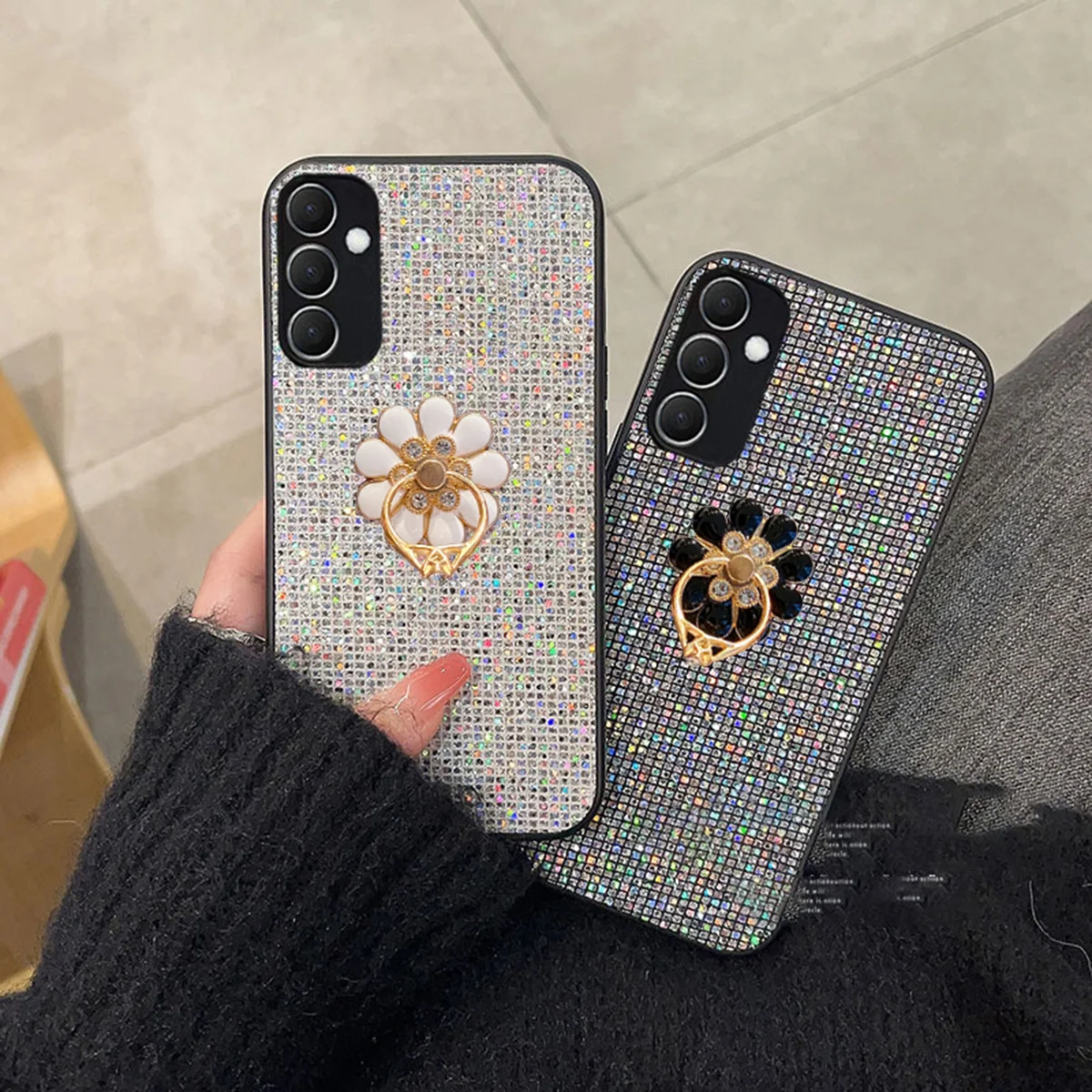 Chic Floral Ring Buckle Phone Case with Enhanced Protection