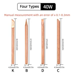 Set of 4 Premium Copper Soldering Iron Tips for Welding and Repair Tasks (40W)