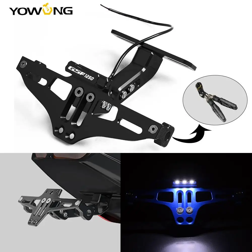 

Moto Universal Adjustable Rear License Plate Mount Holder and Turn Signal led Light For SUZUKI GSF 1250 GSF1250 BANDIT 2007-2015