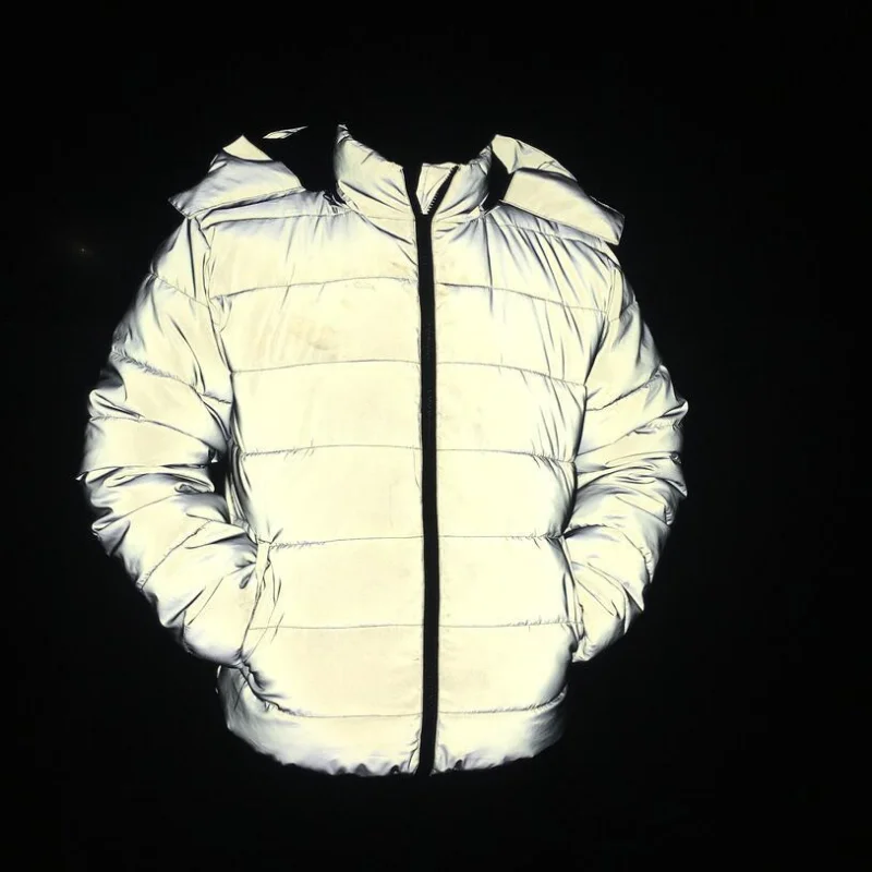 Winter New Reflective Men's and Women's Same Style Luminous Bread Clothing Fashion Cotton Coat