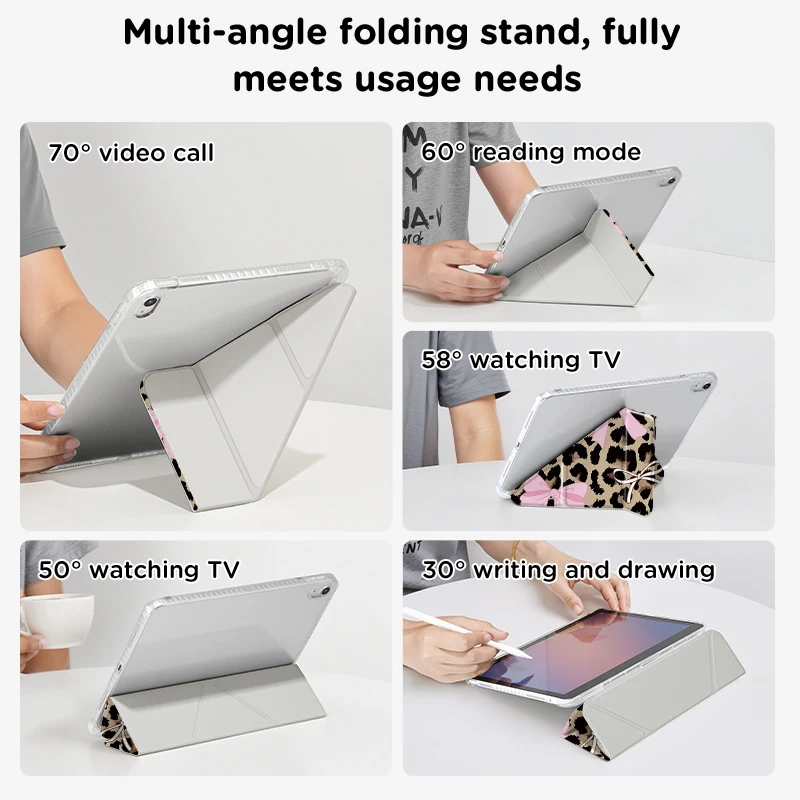 Versatile Y-Fold iPad Case with Adjustable Stand and Pen Slot - Lightweight, Durable, and Auto Wake/Sleep Feature