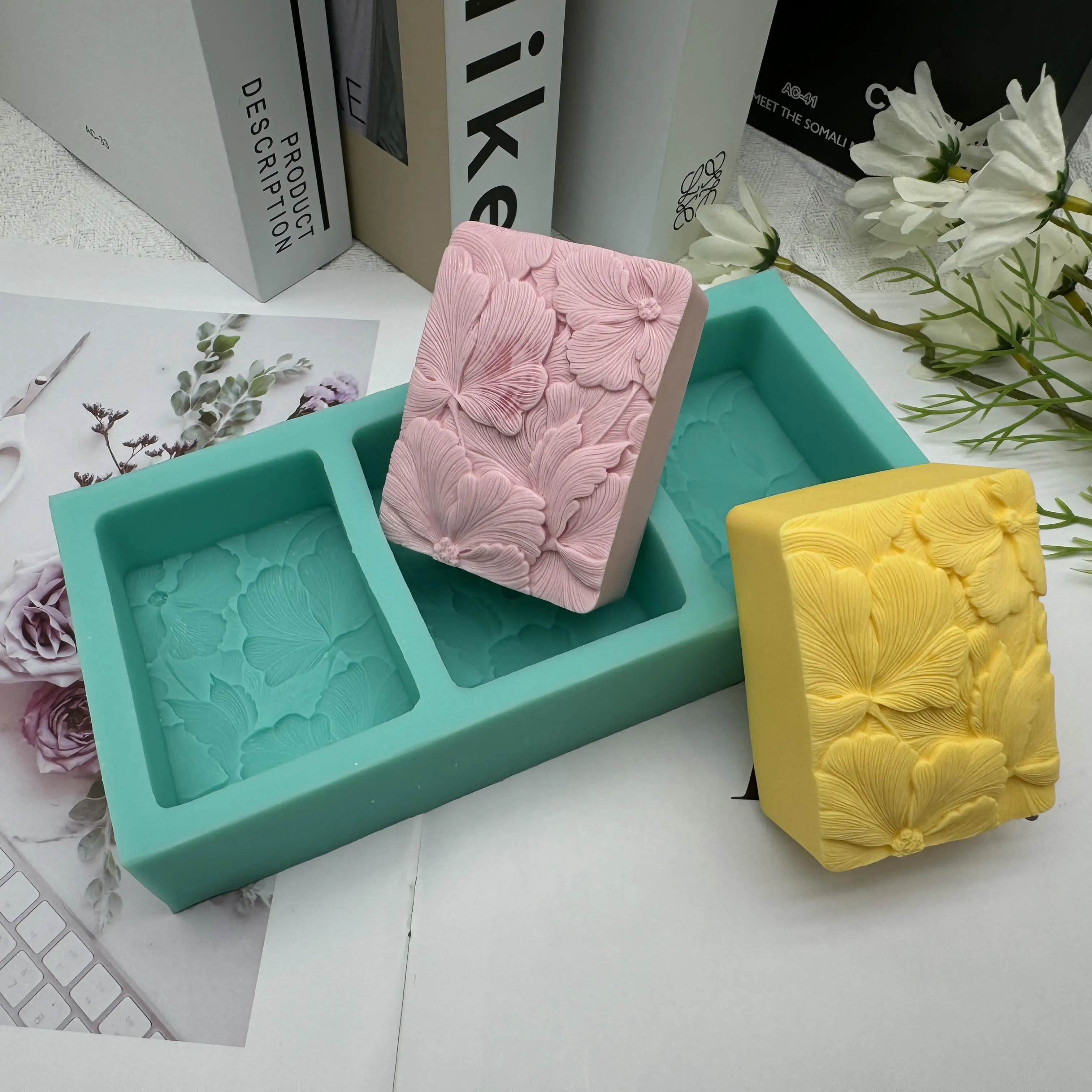 Description Picture 6 of itemOval Flower 3D Soap Mold Natural Bar Soap Molds Scented Candle Wax Silicone Mold Aromatherapy Plaster Resin Crafts Mold