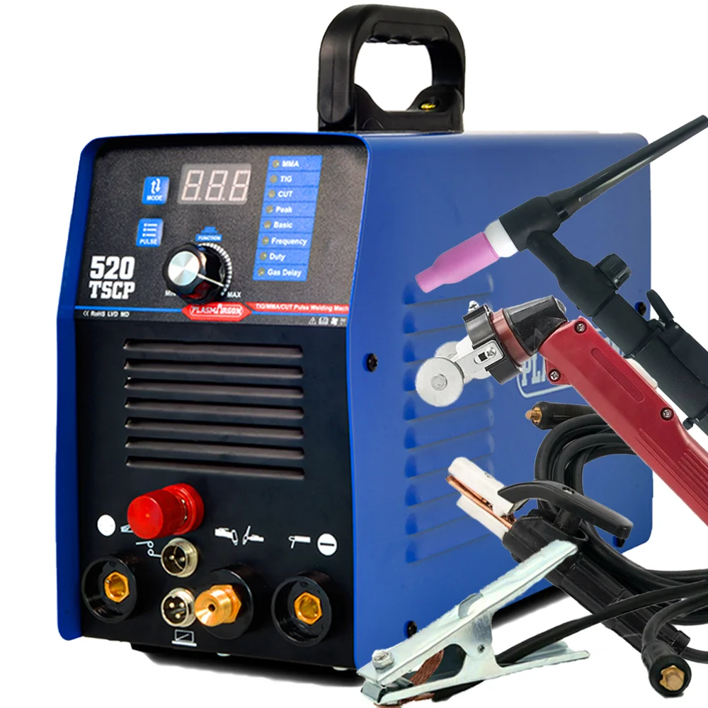 4 in 1 Plasma Cutter Welding Machine 520TSCP DC inverter Spot Welding Machine TIG MMA  CUT IGBT Pulse CNC Metal Cutting Machine