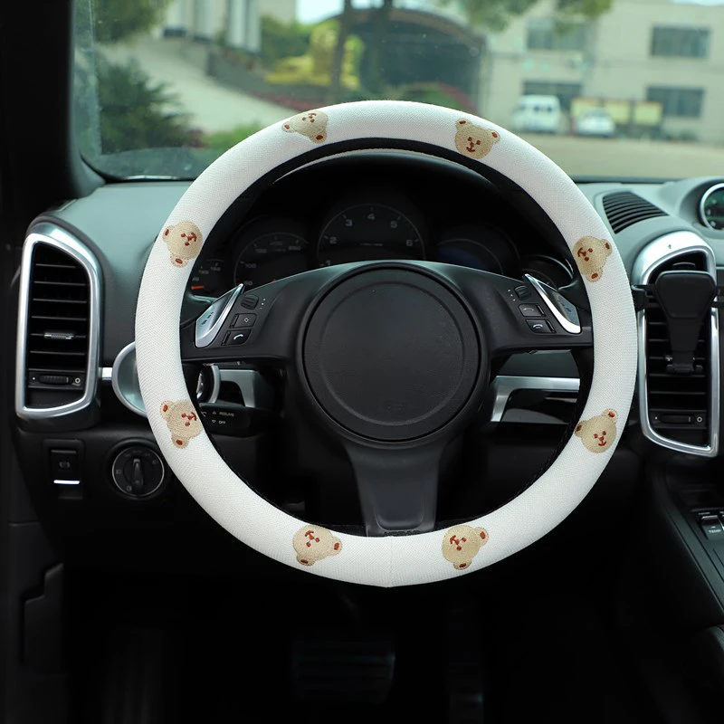 

Women's Car Steering Wheel Cover Anti Slip Durable Cute Cartoon Bear Cars Steering Wheel Covers Universal Auto Handle Decoration