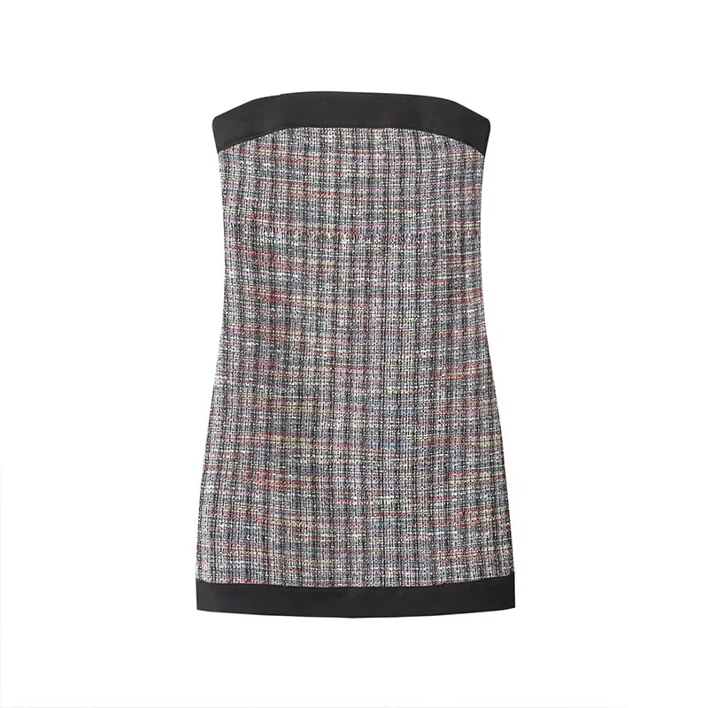 

Little Fragrance Splicing Women's Party Short Dress 2024 Spring Pocket Sleeveless Backless Slim Cheongsam Women's Mini Dresses
