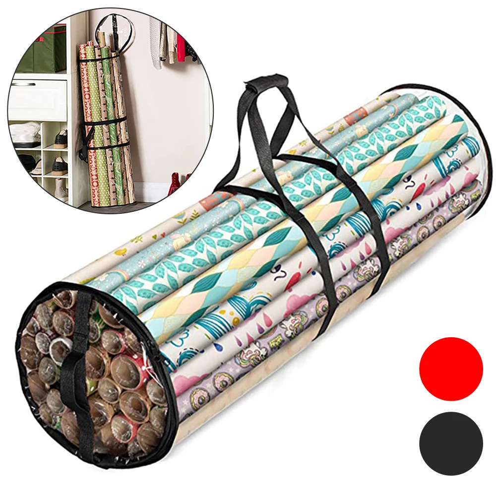 14-20 100cm Long Rolls Waterproof Christmas Cylinder Gift Wrap Storage Clear Bag Wrapping Paper Storage Bag Organizer gift wrapping organizer