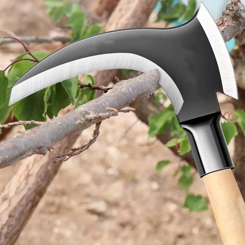 High Manganese Steel Double Scythe Gardening Weeding Grass Sickle Multifunction Farming Handheld Clearing Sickle Garden Tools 2