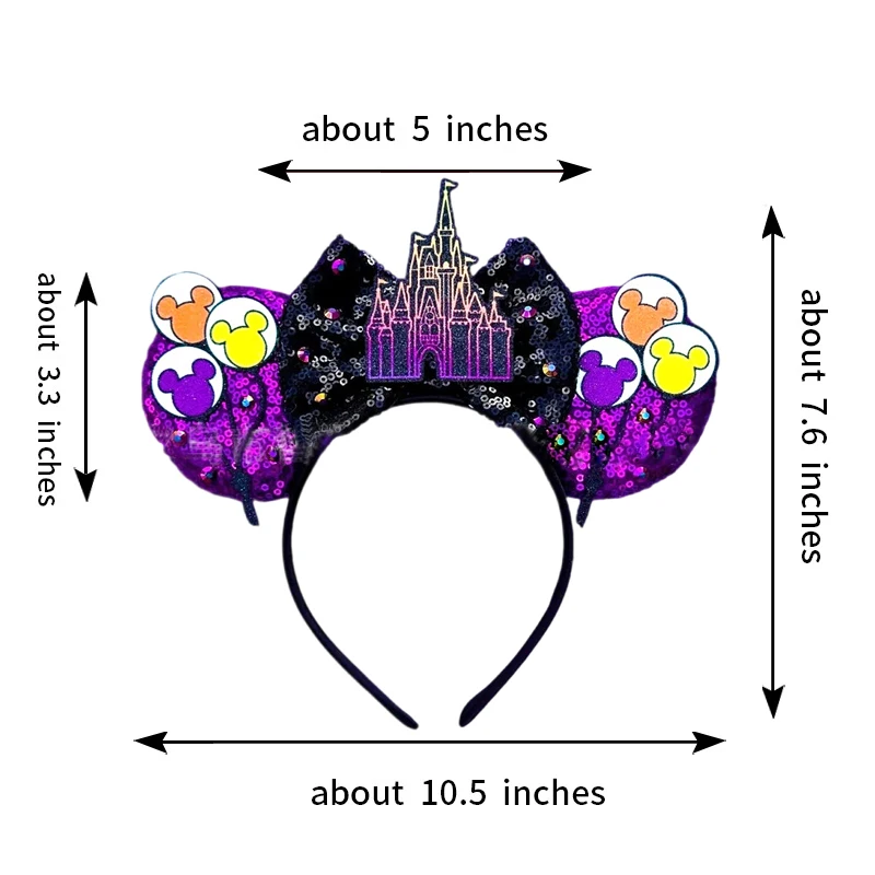 2024 Newest Mickey Mouse Ears Headband Kid Adult Halloween Festival Party Sequins Bow Hairband Women Girl Hair Accessories Gift