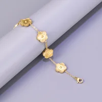 S15 New fashionable five-flower stainless steel bracelet, lucky five-leaf flower color-plated jewelry for ladies wholesale - Image 4