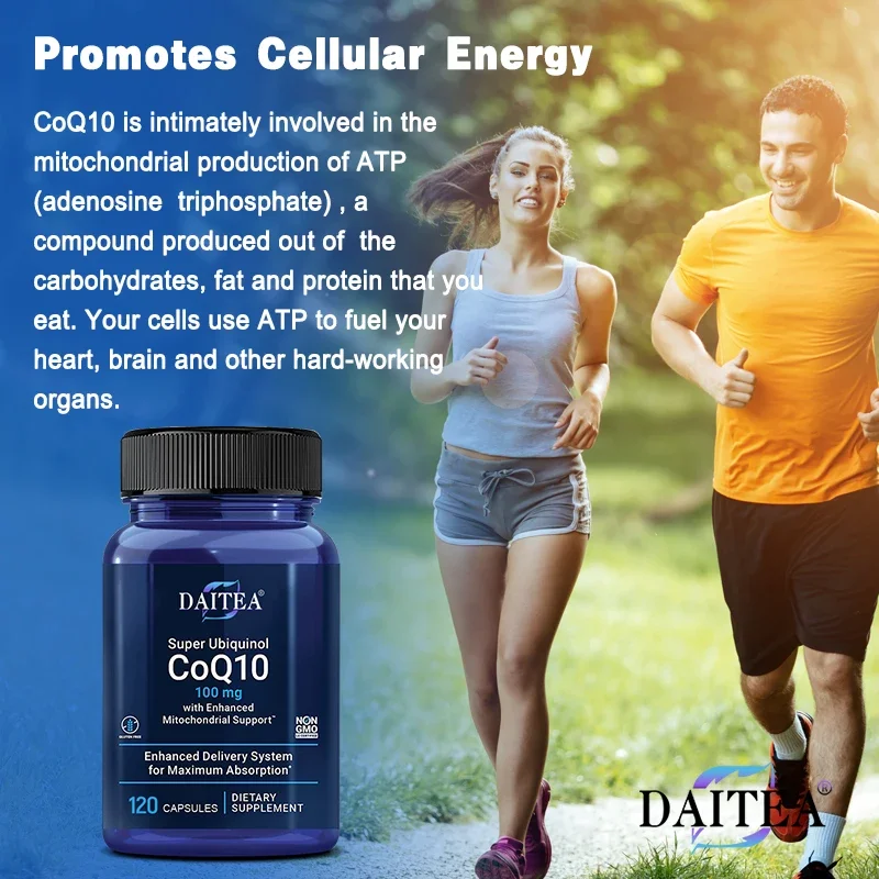 Super Ubiquinol CoQ10 Mitochondrial-Heart Healthy & Anti-Aging Cardiovascular & Energy Supplement-Gluten Free Non-GMO coq10 capsules