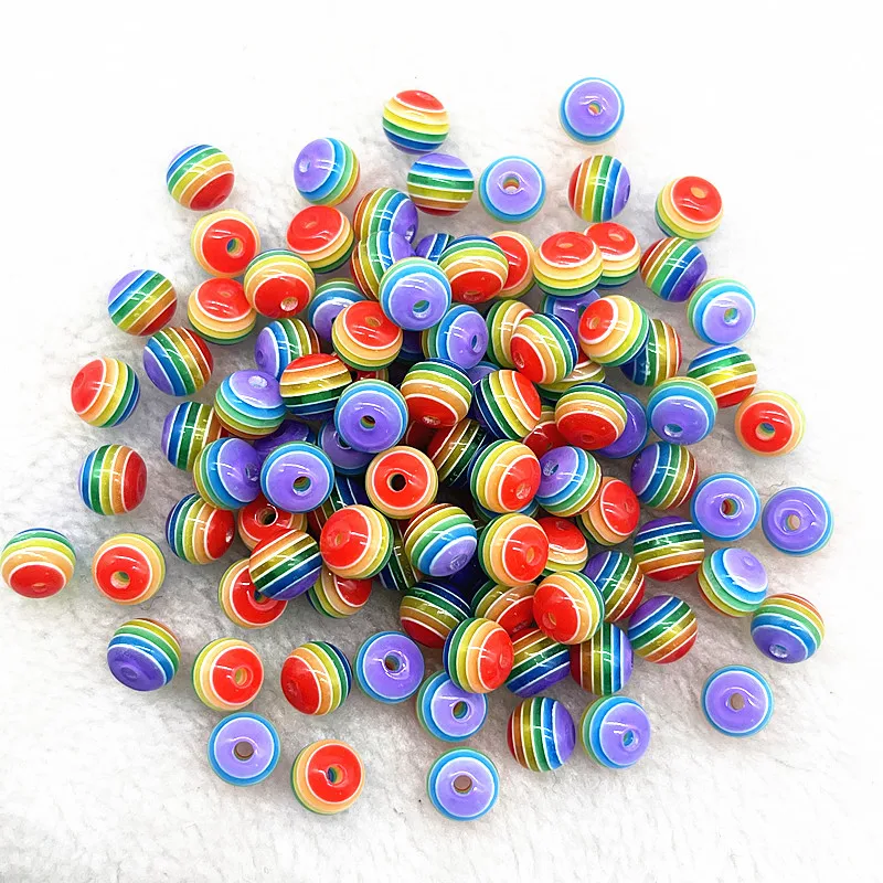 새로운 라운드 투명도 수지 비즈 50 개 6mm 8mm, 스트라이프 스페이서 비즈 쥬얼리 만들기 DIY 공예 의류 액세서리