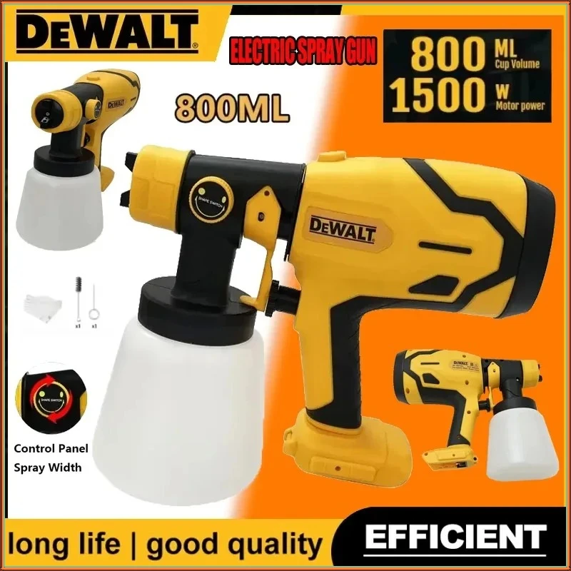 Dewalt 800ML 무선 전기 스프레이 건 휴대용 페인트 분무기 18V 배터리 용 고출력 자동 가구 코팅 에어 브러시 도구