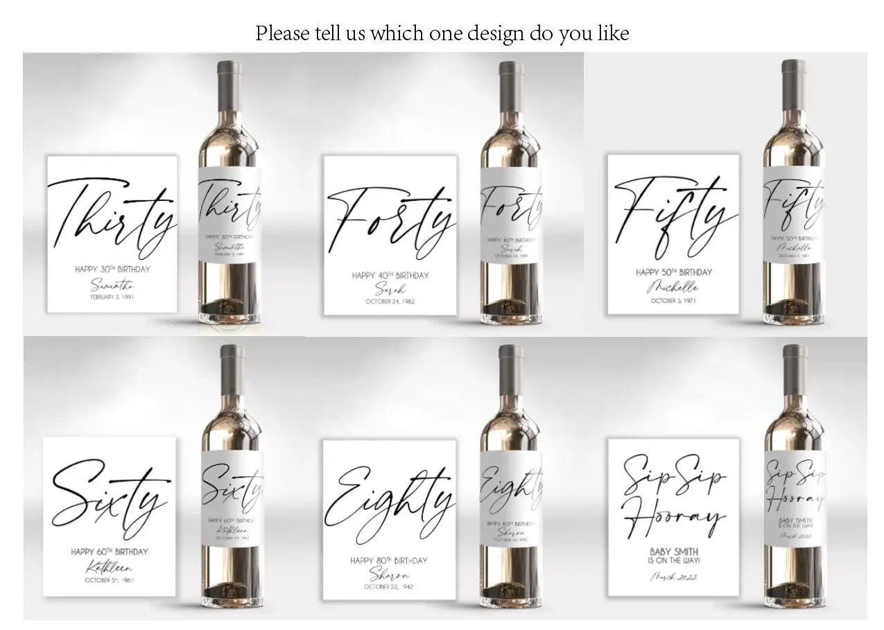 thumbnail image 1 of 30 pegatinas personalizadas para botellas de champán de boda, decoración para fiesta de cumpleaños, baby shower, bautismo, etiquetas personalizadas para botellas de vino, novia, 1 of 5