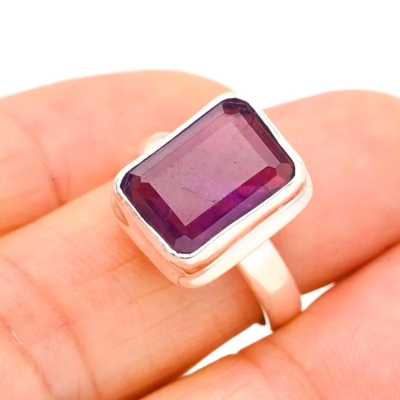 

StarGems®Серебряное кольцо ручной работы с натуральным аметистом 8,25 E9299