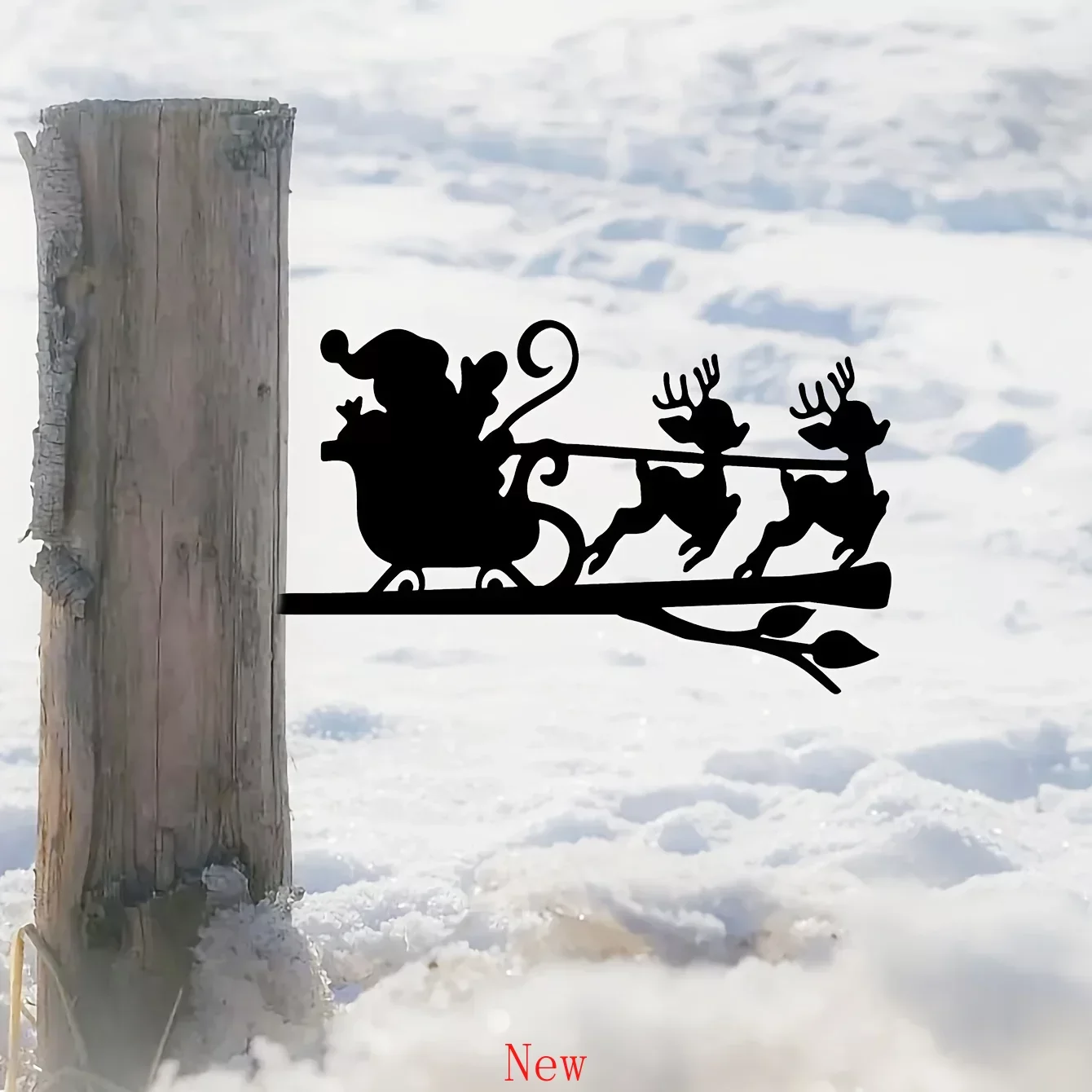 

Little Deers Pulling Sleds On Branch Iron Art Silhouette Home Garden Yard decor Patio Outdoor Decoration Christmas Decoration w