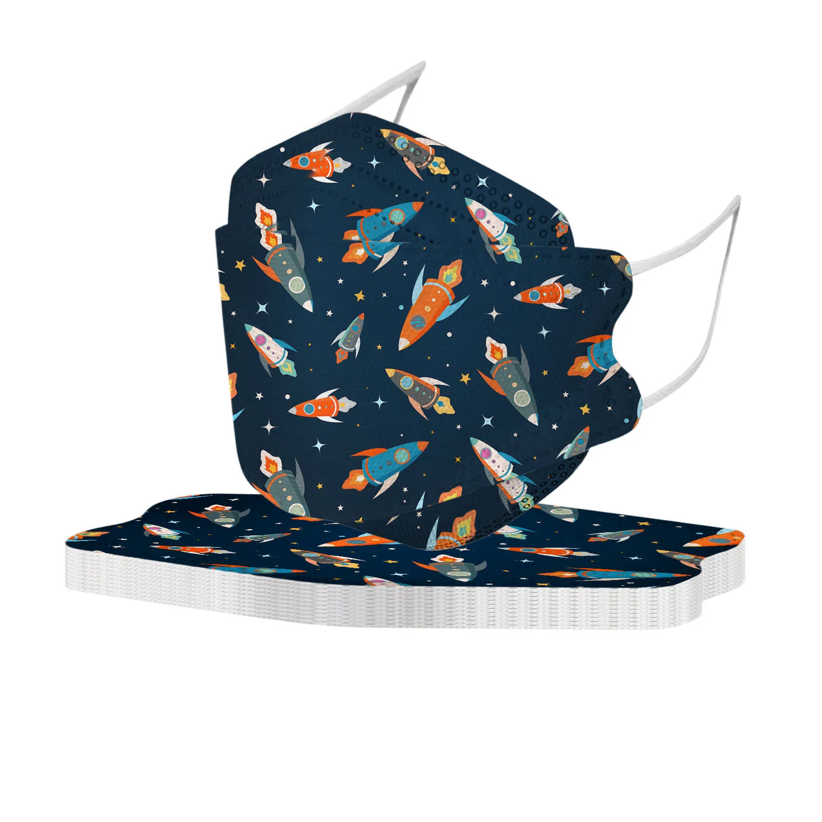 10Pcs Children's Fish-shaped Space Design Disposable Mask, Four-layer Ultra-filtering For Boys And Girls