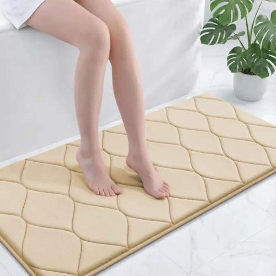 Memory Foam Bath Mat Ultra Soft Non-Slip Bathroom Rug Plush Water Absorbent Quick Dry and Machine Washable Floor Mat for Shower
