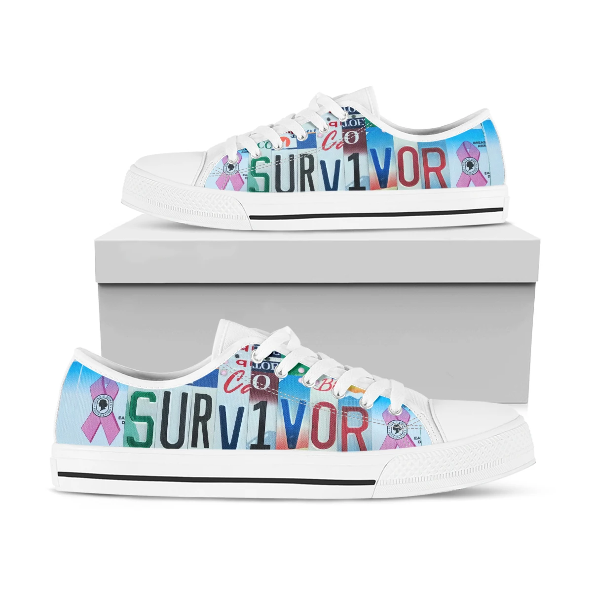 License Plate Survivor USA Style Canvas Shoes Woman Fashion Print Vulcanized Shoes Students Summer Zapatillas Mujer