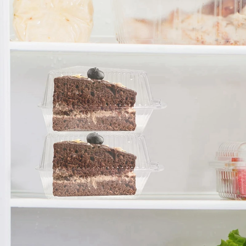 Dessert Packaging Boxes 50Pcs Cake Slice Containers With Hinged Lid Disposable Pie Slice Boxes Individual Cheesecake Containers Cake Carriers