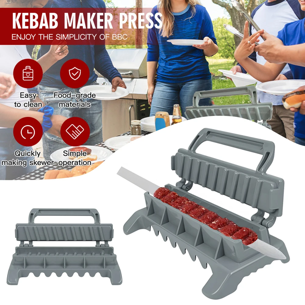Single Row Kebab Maker Bbq Meat Skewer Machine Kebab Press Maker Reusable Plastic Bbq Skewer Preparation BBQ Tool