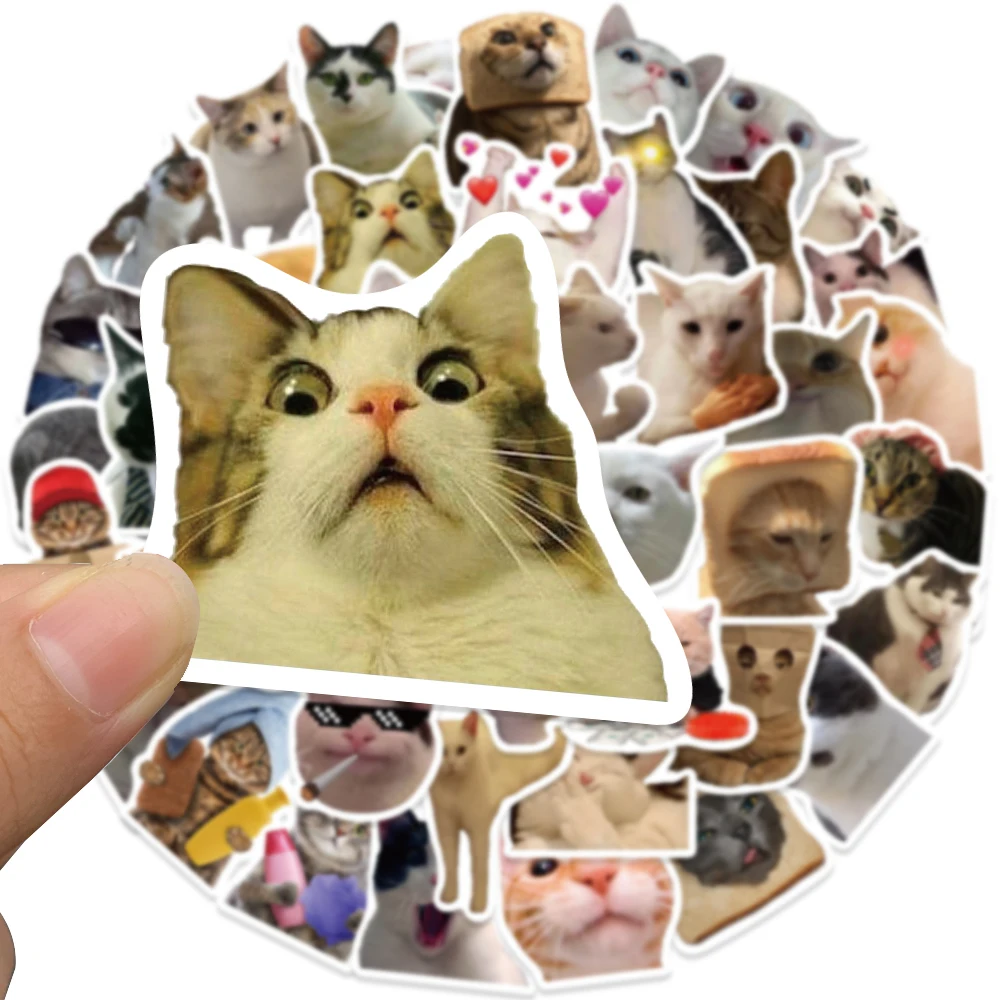 50PCS-Cute-Cat-Stickers-Vinyl-Waterproof-Funny-Cats-Decals-for-Water ...
