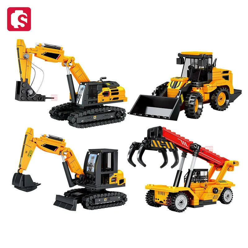 Конструктор SEMBO «городское строительство», Инженерная модель автомобиля, строительные блоки MOC, экскаватор, кран, грузовик, сборка, кирпичи, игрушки для мальчиков, подарки