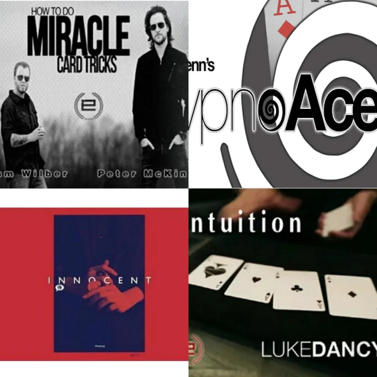 

How to do Miracle Card Tricks by Adam Wilber，Hypno Aces By David Penn，INNOCENT BY Secret of，Intuition Luke Dancy Magic tricks