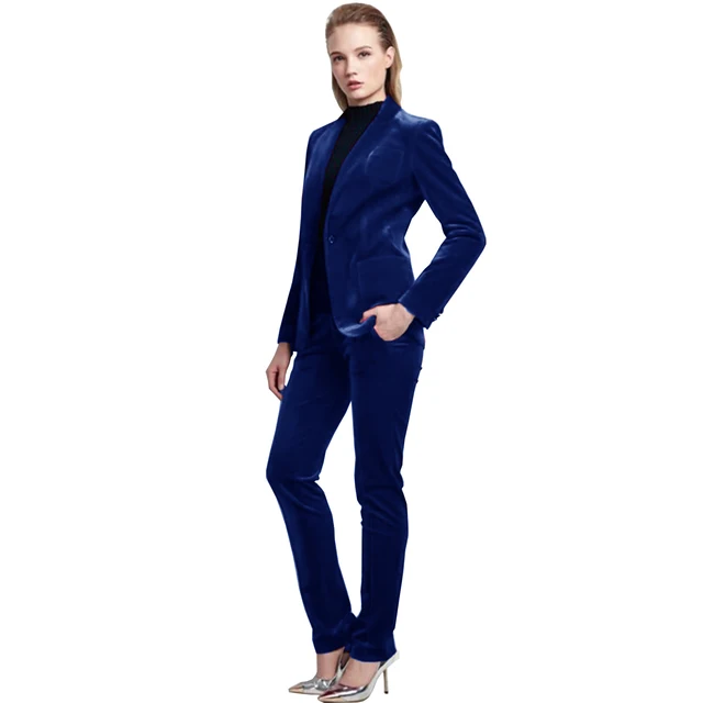 Women's 2 Piece Velvet Trouser Suit 