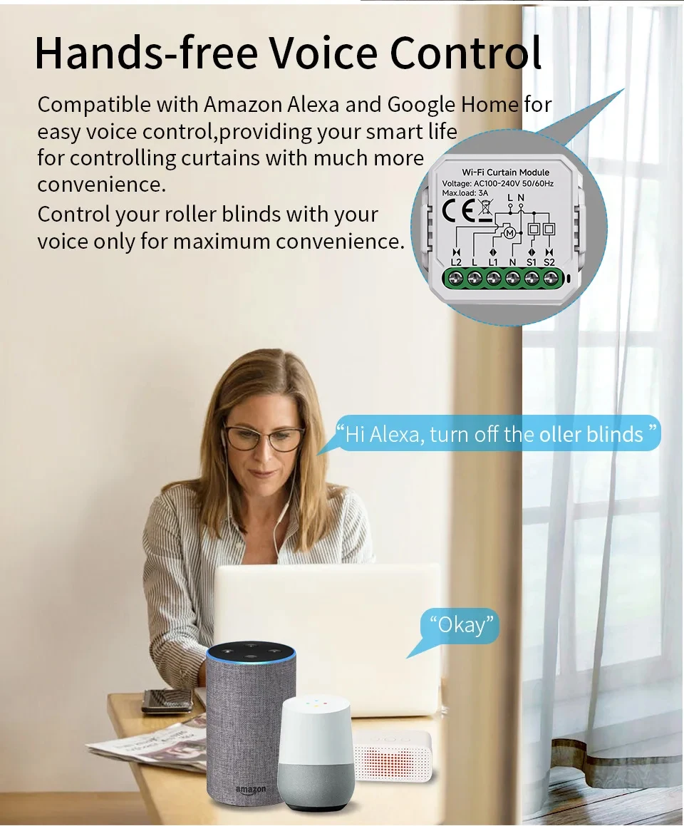 Description Picture 5 of itemTuya Smart WiFi Blind Curtain Switch Remote Control For Roller Shutter Electric Motor work with Google Home Alexa Smart Home