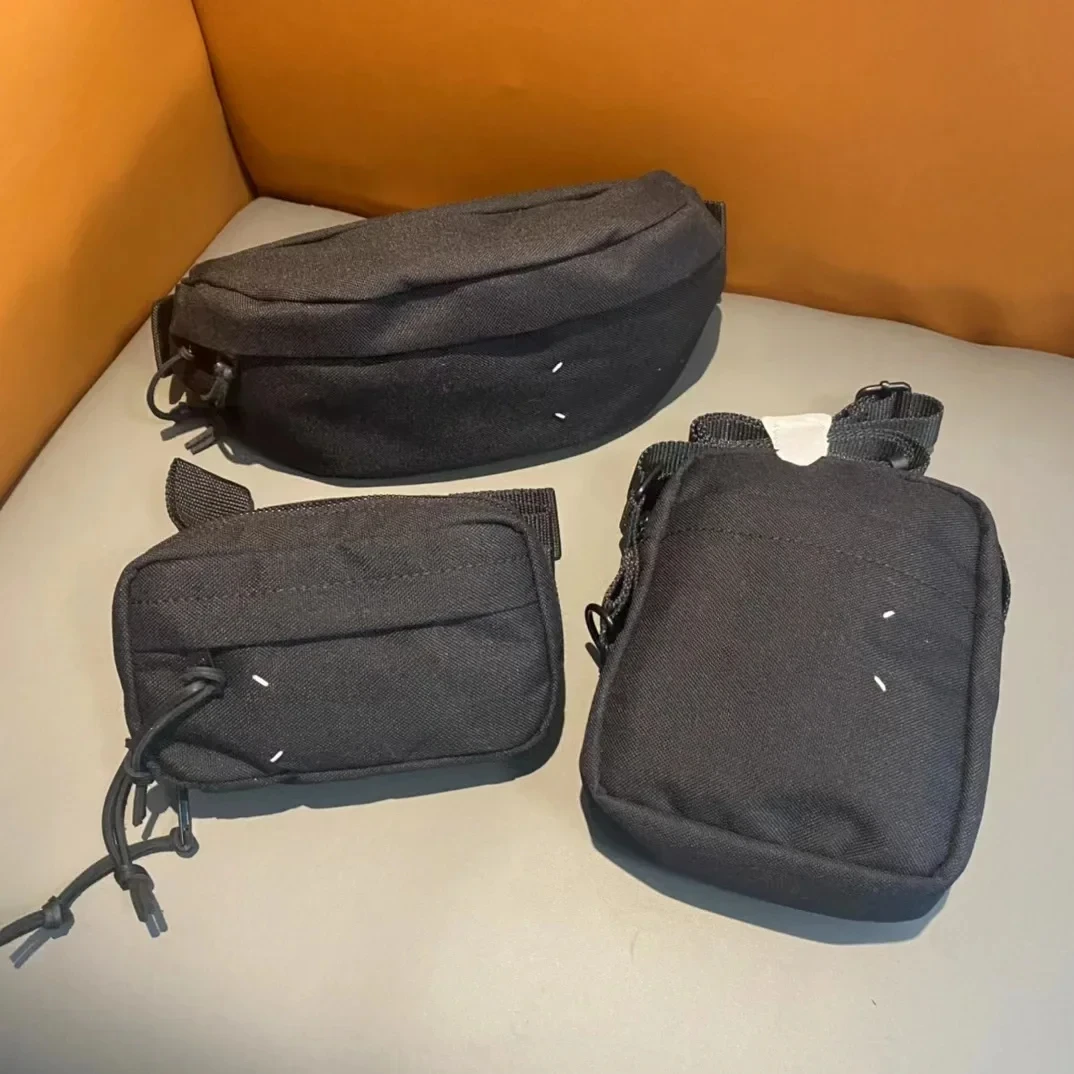 

High Quality MM6 Unisex Waterproof Nylon Cloth Small Square Bag Black Simple Versatile Crossbody Chest Bag Waist Bag