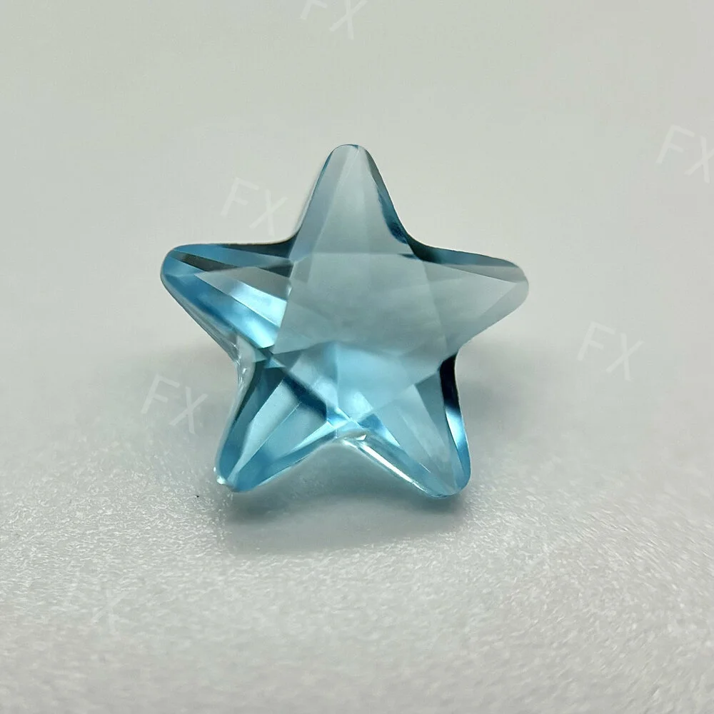 

2x2~12x12mm Star Cut Loose Glass Stone Synthetic Gems AQ6 Light SeaBlue color Wuzhou artificial 5A gemstone