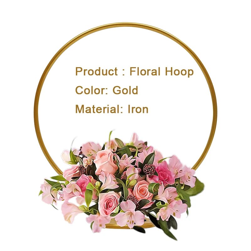 10pcs Wedding Stand Centerpieces For Tables Metal Vase Floral Hoop Party Wedding Reception Valentine's Day Events Decor Gold