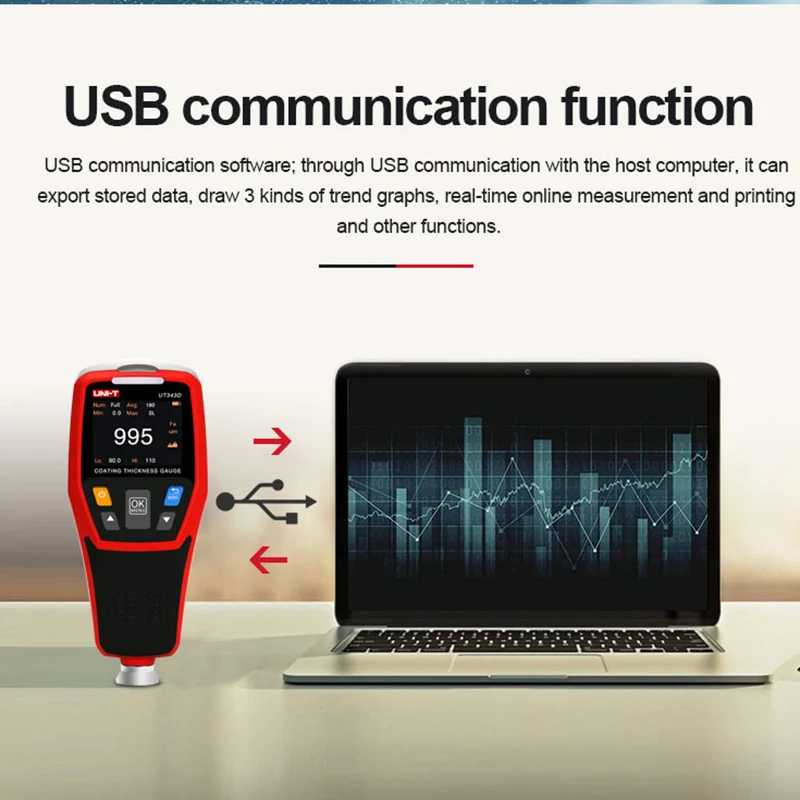 UNI-T UT343D Car Paint Coating Thickness Gauge Digital Meter Film Tester NFE Measurement Electroplate Metal Ferrous Materials paint coating meter paint thickness gauge thickness gauge