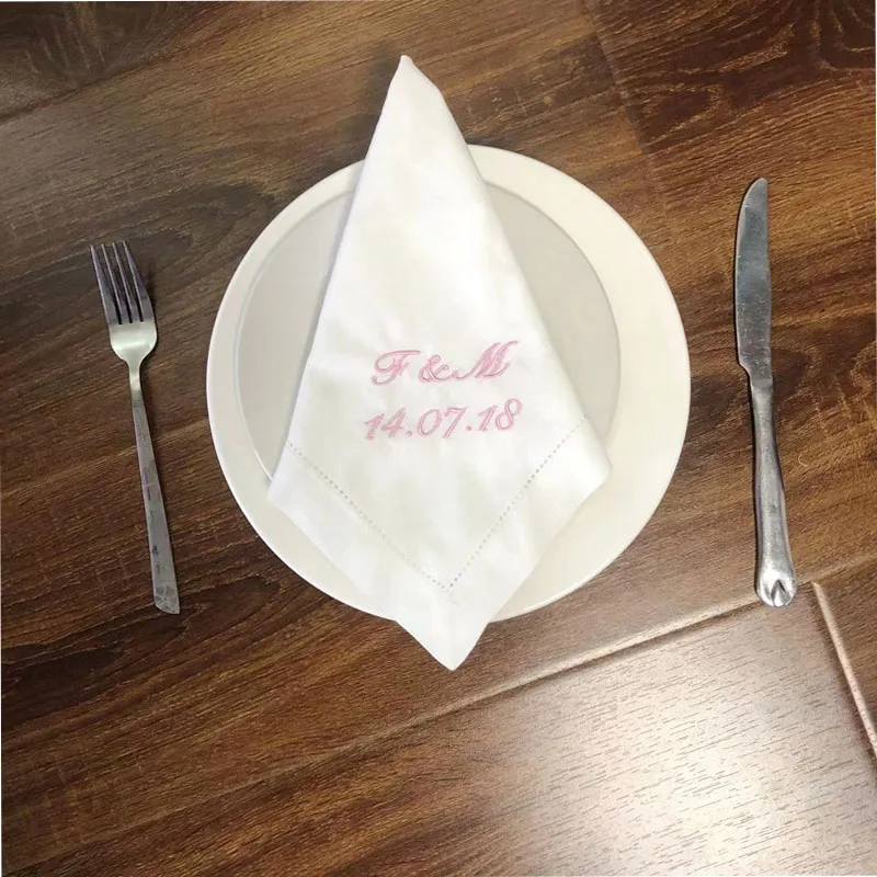 Personalized Letter Customization Embroidered Napkins Home Wedding Party 1piece cotton napkins,polyester napkins,satin napkins,disposable paper napkins,paper napkins,linen napkins