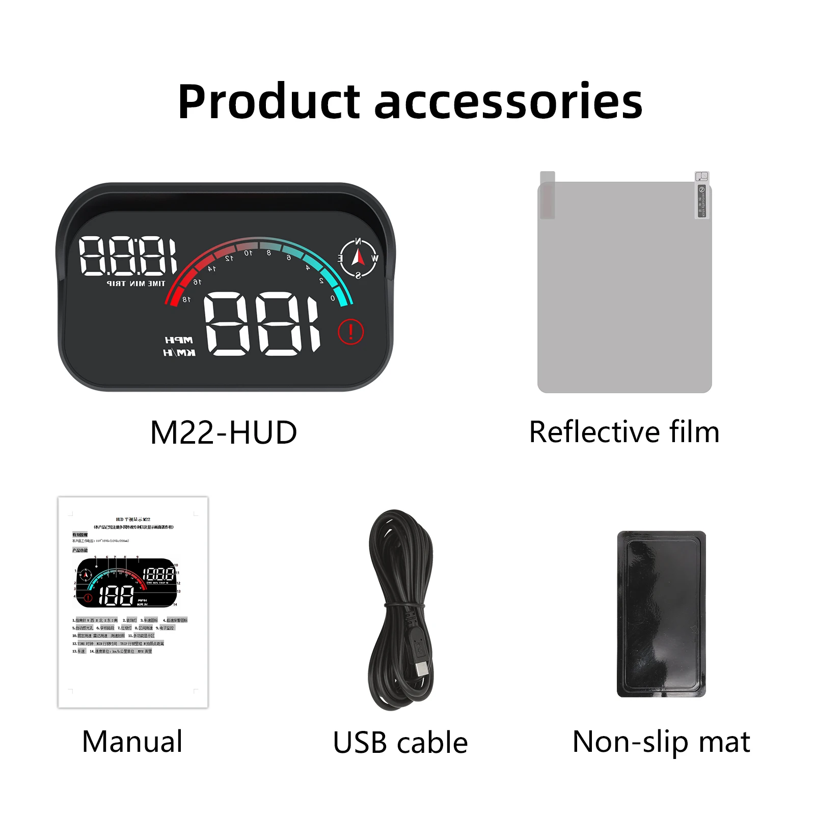 M22 Car HUD Head Up Display Universal Digital GPS Speedometer HD LCD Projection On Glass Car Speed Meter Windshield Projector