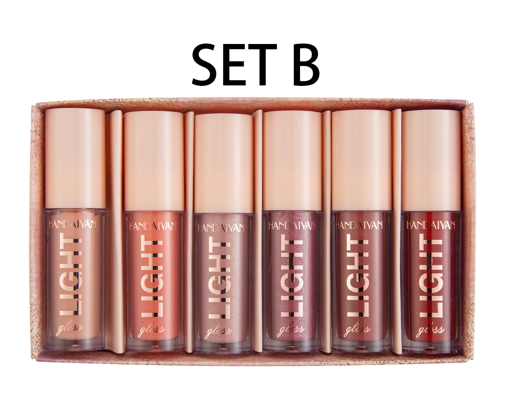 Lip Gloss Set - 6 PCS Long-Lasting Liquid Lip Stains with Mirror