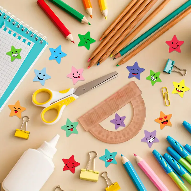 어린이용 별 스티커, 해피 페이스 학생 보상 차트, 행동 라벨, 스마일 스티커, DIY 공예, 학교 사무용품, 750-3000 개